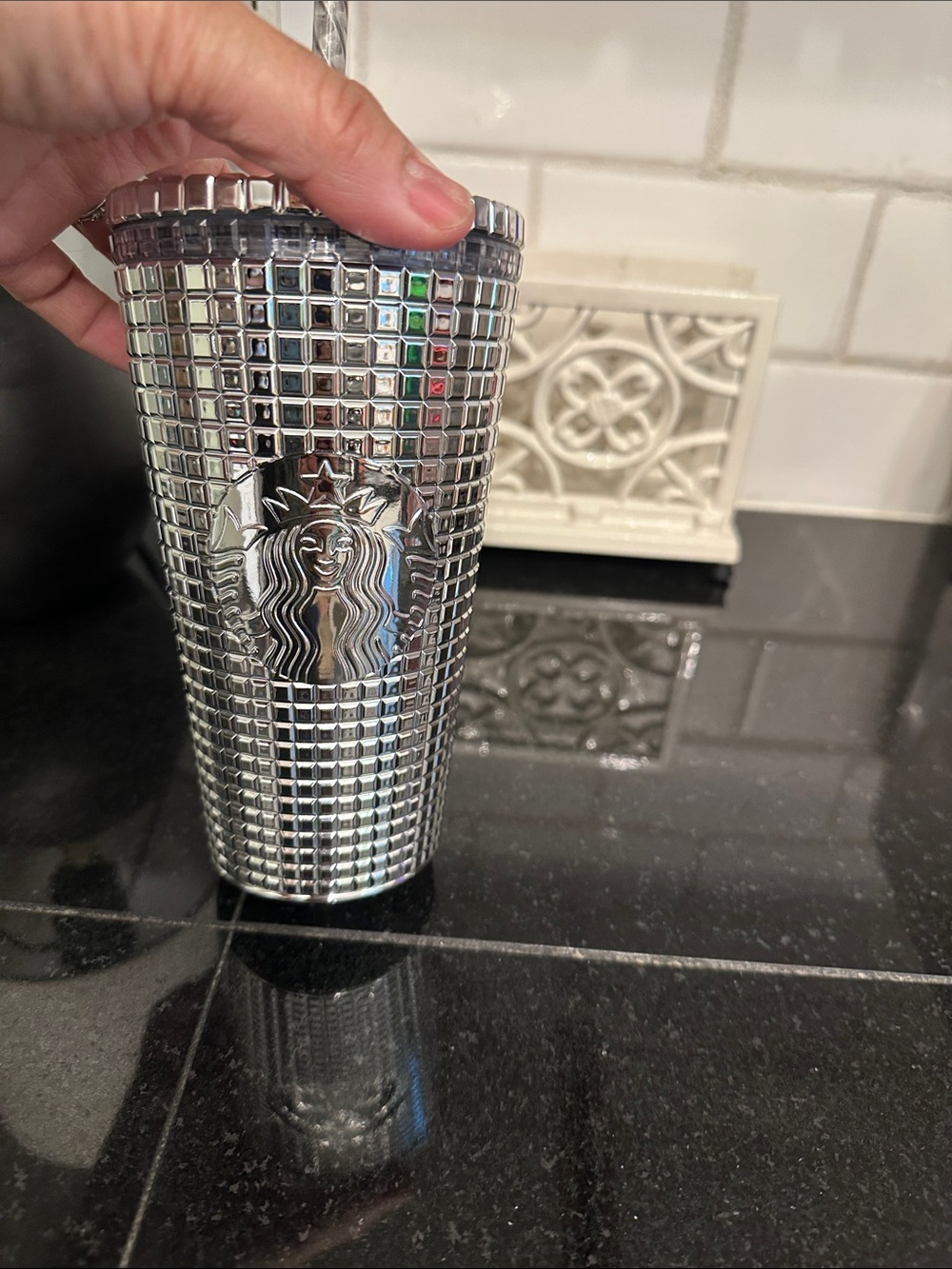 Starbucks Mirrored Silver Studded Tumbler